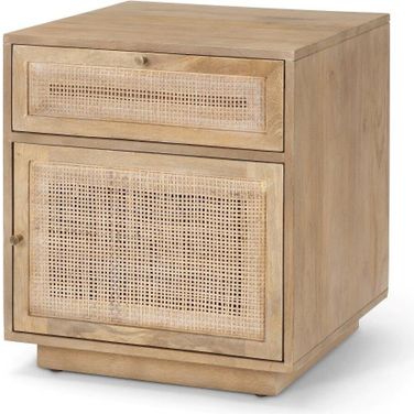 Grier Light Brown Wood With Cane Accent Table