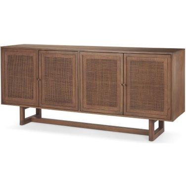 Grier Medium Brown Solid Wood With Cane Sideboard