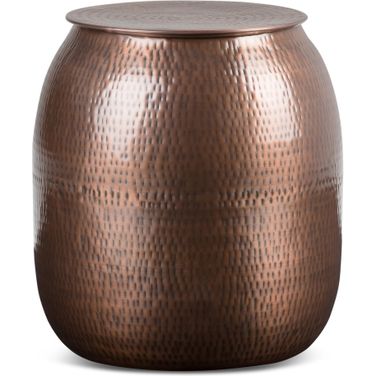 Griffen Metal Storage Accent Table In Antique Copper