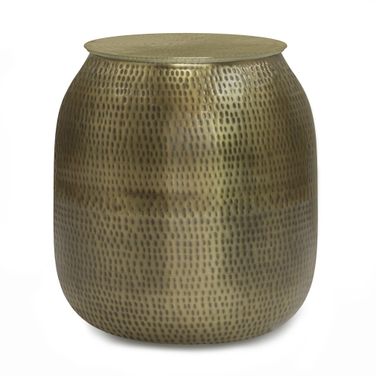 Griffen Metal Storage Accent Table In Antique Gold