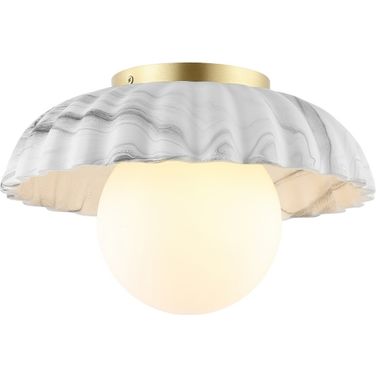 Grima Flush Mount in White and Gold