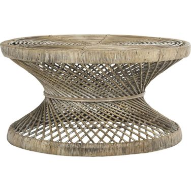 Grimson Grey White Wash Large Bowed Coffee Table