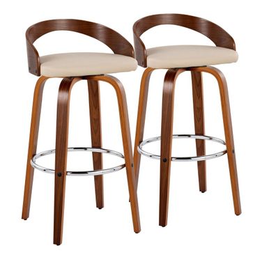 Grotto 30 Inch Fixed Height Barstool Set of 2 In Chrome