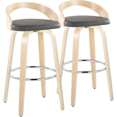 Grotto 30 Inch Fixed Height Barstool Set of 2 In Grey