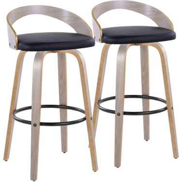 Grotto 30 Inch Fixed Height Barstool Set of 2 In Light Grey