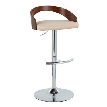 Grotto Adjustable Barstool In Cream and Walnut