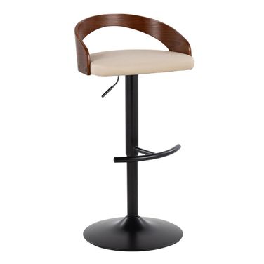 Grotto Adjustable Barstool In Cream and Walnut