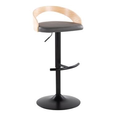Grotto Adjustable Barstool In Natural and Grey