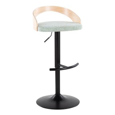 Grotto Adjustable Barstool In Natural and Light Green