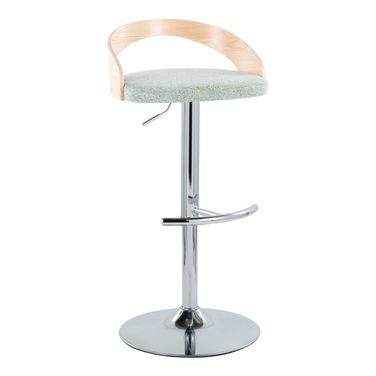 Grotto Adjustable Barstool In Natural and Light Green