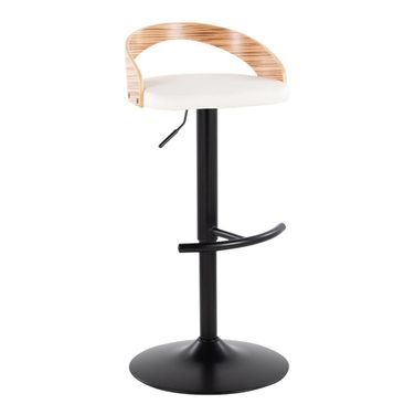 Grotto Adjustable Barstool In White and Zebra