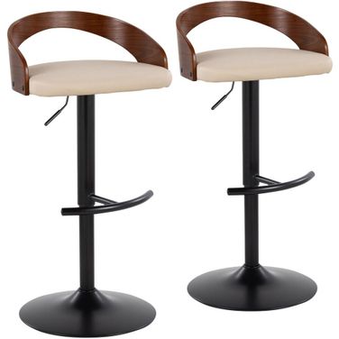 Grotto Adjustable Barstool Set of 2 In Black/Cream