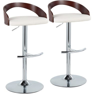 Grotto Adjustable Barstool Set of 2 In Cherry/Chrome