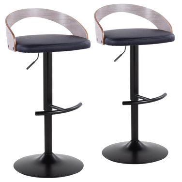 Grotto Adjustable Barstool Set of 2 In Light Grey/Black