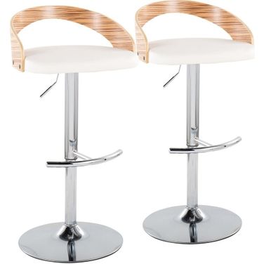 Grotto Adjustable Barstool Set of 2 In Zebra/Chrome