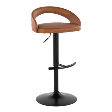 Grotto Upholstered Adjustable Barstool In Black and Camel