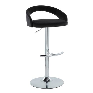 Grotto Upholstered Adjustable Barstool In Black and Chrome