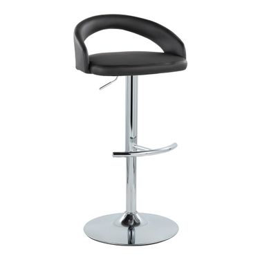 Grotto Upholstered Adjustable Barstool In Black and Chrome