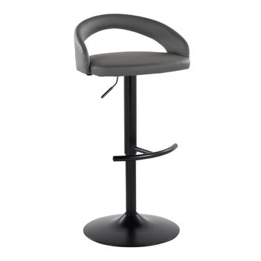 Grotto Upholstered Adjustable Barstool In Black and Grey