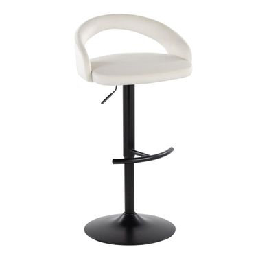 Grotto Upholstered Adjustable Barstool In Black and White