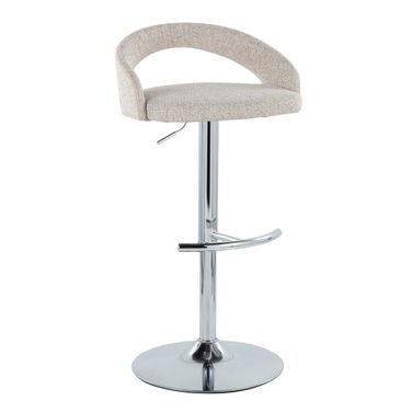 Grotto Upholstered Adjustable Barstool In Chrome and Oat