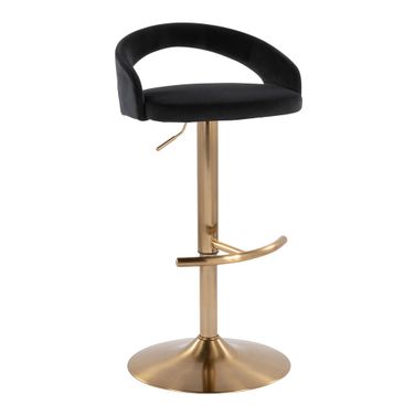 Grotto Upholstered Adjustable Barstool In Gold and Black