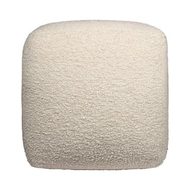 Grysta Solid Hand-Woven Boucle Pouf In Beige