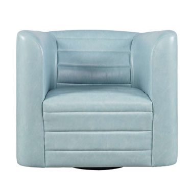GT Channel Tufted Barrel Accent Swivel Chair In Aqua