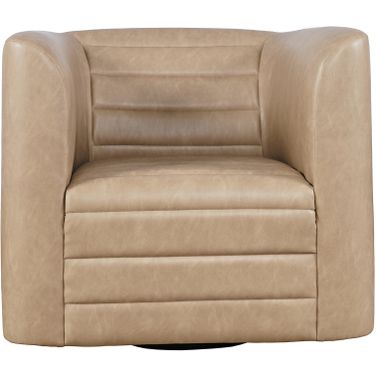 GT Faux Leather Sport Accent Swivel Chair In Sand and Tan