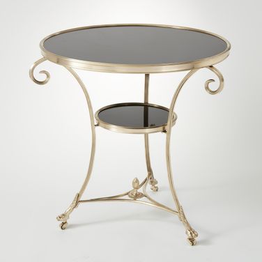 Gueridon Table In Brass With Black Granite