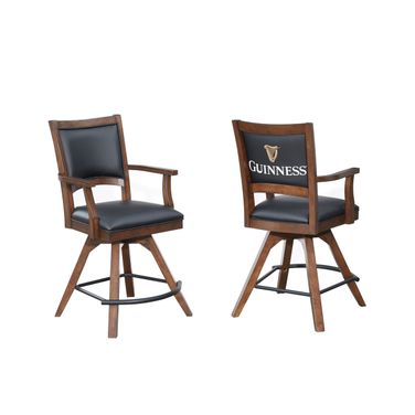 Guinness Spectator Swivel Counter Stool In Distressed Walnut - Set of 2
