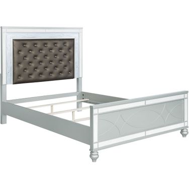 Gunnison California King Panel Bed with LED Lighting Silver Metallic