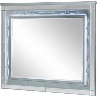Gunnison Dresser Mirror with LED Lighting Silver Metallic