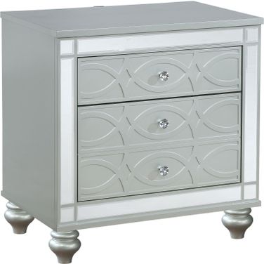 Gunnison 2-drawer Nightstand Silver Metallic