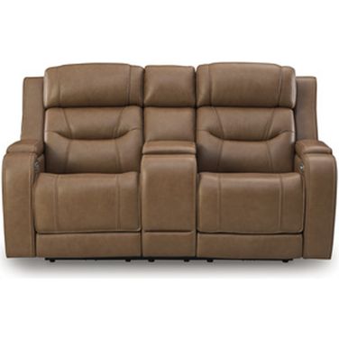 Guru Power Reclining Loveseat with Audio Seating In Caramel