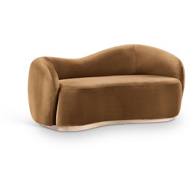 Gustavo 72.5 Inch Velvet Upholstered Loveseat In Saddle and Natural