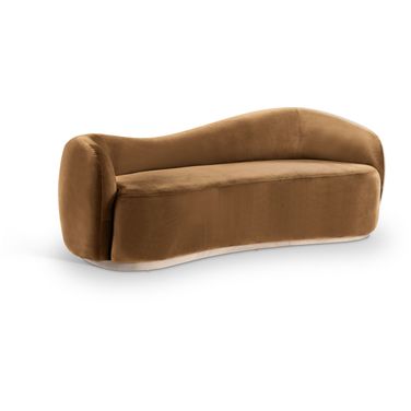 Gustavo 92.5 Inch Velvet Upholstered Sofa In Saddle and Natural