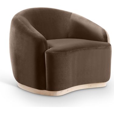 Gustavo Velvet Upholstered Chair In Brown and Natural