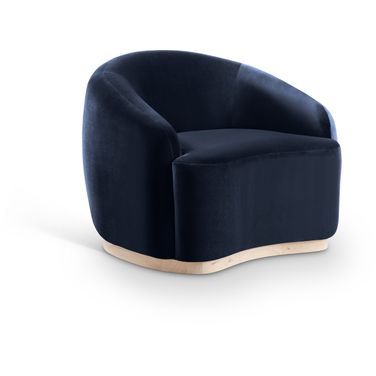 Gustavo Velvet Upholstered Chair In Navy and Natural