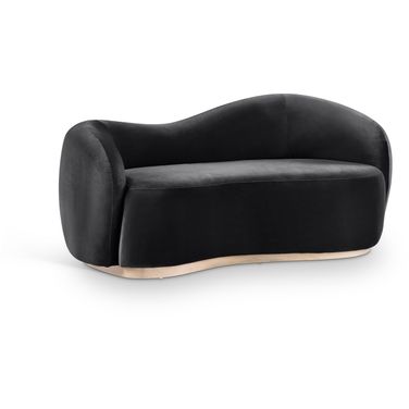 Gustavo 72.5 Inch Velvet Upholstered Loveseat In Black and Natural