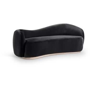Gustavo 92.5 Inch Velvet Upholstered Sofa In Black and Natural