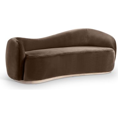 Gustavo 92.5 Inch Velvet Upholstered Sofa In Brown and Natural