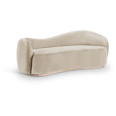 Gustavo 92.5 Inch Velvet Upholstered Sofa In Cream and Natural