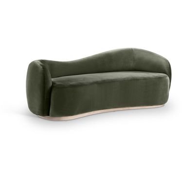 Gustavo 92.5 Inch Velvet Upholstered Sofa In Green and Natural