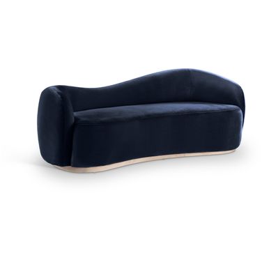 Gustavo 92.5 Inch Velvet Upholstered Sofa In Navy and Natural