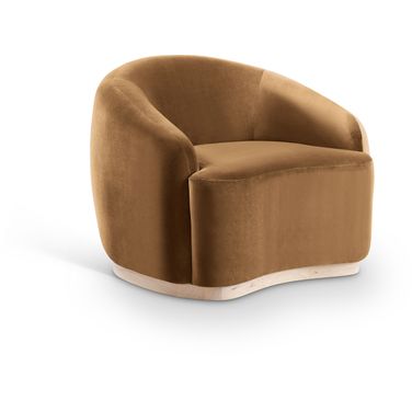 Gustavo Velvet Upholstered Chair In Saddle and Natural