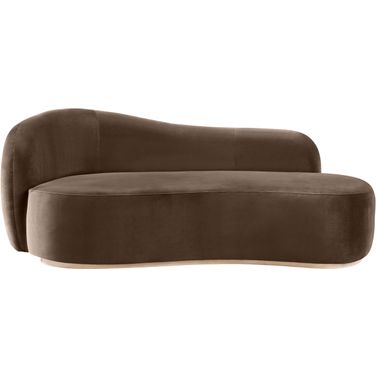 Gustavo Velvet Upholstered Chaise In Brown and Natural
