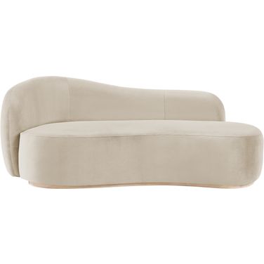 Gustavo Velvet Upholstered Chaise In Cream and Natural