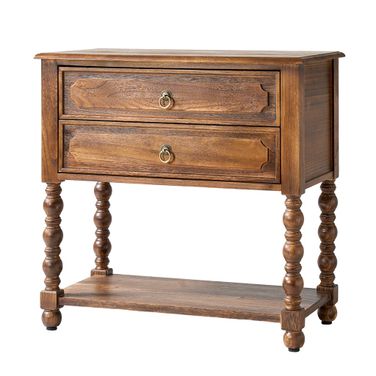 Gwen 30"Tall 2-Drawer End Table In Walnut