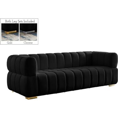 Gwen Velvet Sofa In Black